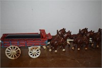 Cast Iron Clydesdale 8 Horse Team w/ Wagon *Notes