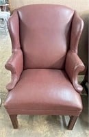 Leather Wing Back Chair w/ Nail Head Trim
