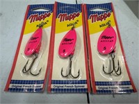 (3) Mepps aglia #5 neon pink Lures