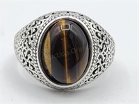 Mens Tigers Eye Ring Sz 10