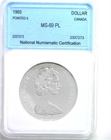 1965 Pointed 5 Dollar NNC MS69 PL Canada