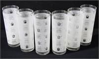 6 pc 1984 Tim Hortons Etched Glass Tumblers