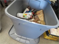 Tote w/ Spray Paint and Model Paint, large lot