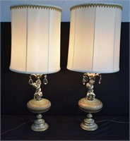 Pair Vintage Cherub Table Lamps