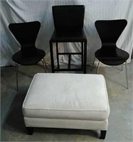 Cushioned Ottoman & 3 Chairs V6C