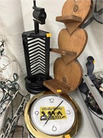 Clock, Shelf, Lamp