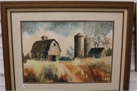 Framed Watercolor Wheat Fields