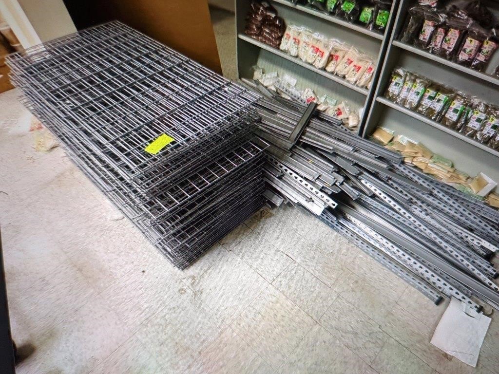 LOT OF METAL SHELVING