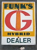 "FUNK'S HYBRID DEALER" METAL CORNER SIGN
