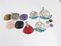 Sterling/Natural Stone Pendants, Earrings, Relios