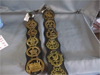 5 vintage brass horse medallions