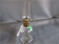 Miniature Oil Lamp with swirled glass base.