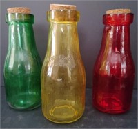 Three Decorative Glass Bottles One Pint