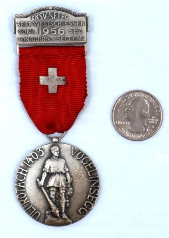 1956 Switzerland Shooting Festival Ribbon Medal | Big Al's Auction