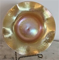 Iridescent Gold 6" Candy Dish Pos. Steuben