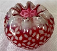 Fenton Cranberry Snowflake Opalescent Rose Vase