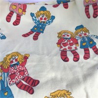 Vtg Raggedy Ann and Andy Blanket Red Stain Trim