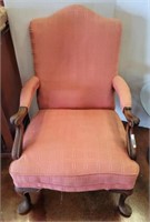 UPHOLSTERED ARM CHAIR WITH QUEEN ANNE FEET