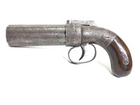 Antique 6 Shot Black Powder Pepper Box Pistol