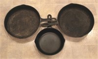 3 Cast iron frying pans