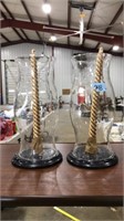 PAIR OF HURRICANE SHADE CANDLE HOLDERS