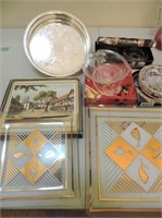Selection of candy dishes, serving trays, etc