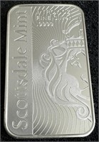 1 Troy OZ Fine Silver Bar- Scottsdale Mint