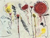CY TWOMBLY MIXED MEDIA ON PAPER