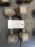 (2) 12 lbs metal dumbbells