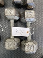 (2) 20 lbs metal dumbbells