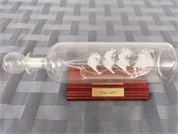 Nina Replica Glass ship in Bottle with Stand