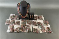 Glass Bead Multi-Strand Necklace and Earring Sets