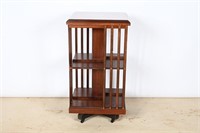 Antique Mahogany Inlaid Wood Revolving Bookcase
