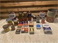 LOT OF OLD OIL ETC CANS TEXACO & MORE
