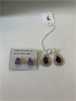 2 pair earrings w/ amethyst .925