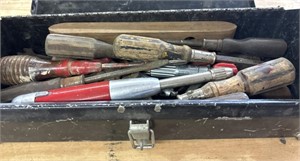 Vintage Metal Toolbox with Screwdrivers and