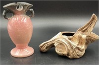 MCM Hull Pottery Vase & Drift Wood Planter