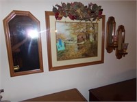 Mirror, Framed Picture, Mirrored Sconces