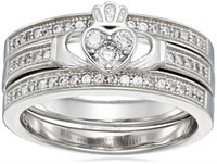 Decadence Sterling SIlver Pave Claddagh Trio Set S