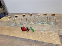(7) Glass Bottles  & Glass Rose