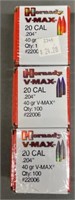 300ct Hornady .20 Cal 40 gr V-Max Bullets