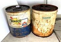 Vintage Sunoco & Texaco 5 Gal Oil Drums