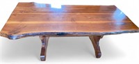 Great Live Edge Plank top trestle table, 73" long