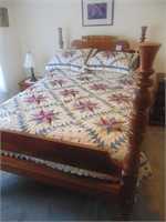 4 post bed w mattress & box spring