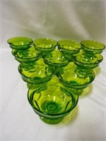 (10) Viking Green Glass Sherbert Dessert Bowls