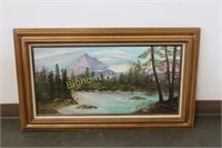 Framed Mountain Painting by Thea