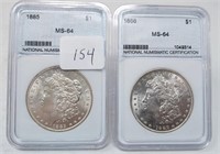 1885, ’86 Silver Dollars NNC MS 64