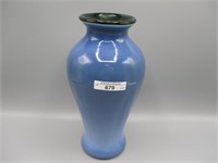 Fenton 10" blue cased green vase