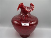 Fenton 12" ruby red Coin Dot vase