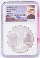 Coin 2015 Silver Eagle First Release MS69 NGC